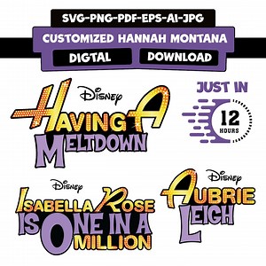 Hannah Montana Custom Name Design, Hannah Montana Png, Hannah Montana Logo Tshirt High Quality PNG File Instant Download - Etsy