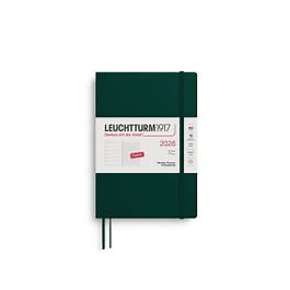 Leuchtturm 2026 Diary A5 Weekly Planner and Notebook Lined Softcover - Forest Green