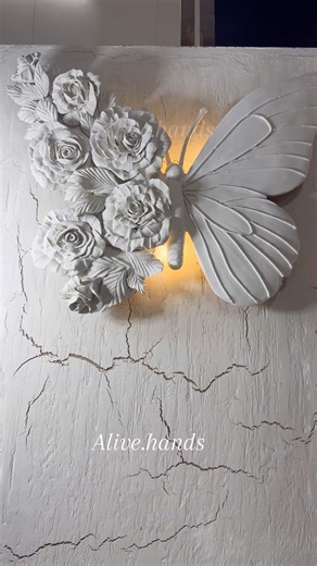 Butterfly Relief Art with Rose Wings and Stunning Lighting | Stucco Sculpture Tutorial 💫