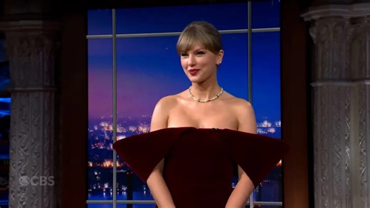Taylor Swift dazzles in chic velvet mini dress on Colbert