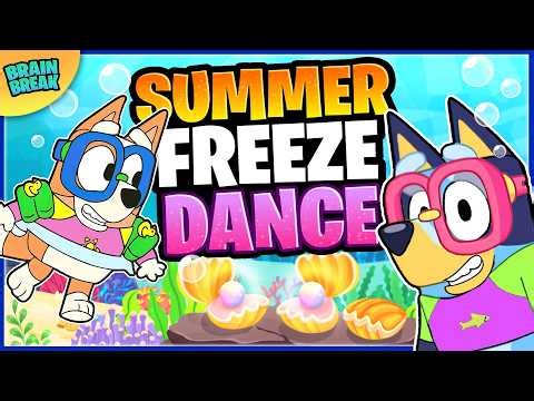 Freeze Dance Brain Break ☀️ Bluey Summer Party - Brain Break For Kids