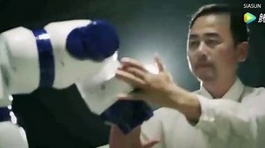 Flexible robotic arm practices Kung Fu with martial arts master