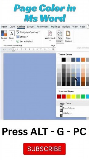 Change Page Color in Microsoft Word Document - Time Saving (Shortcut) #msword