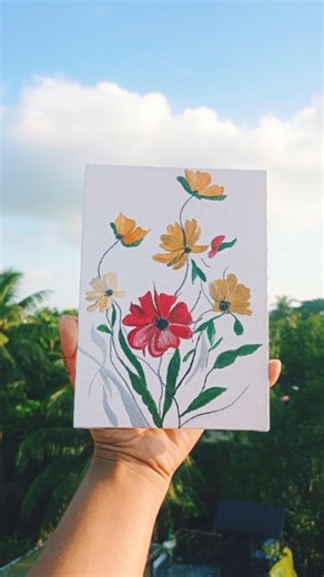 Canvas flower painting 😳😱#diy #youtubeshorts #shorts #viral