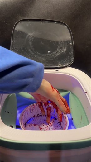 Graphic finger caught in a machine simulation. Or it’s a new grind off your finger tips challenge