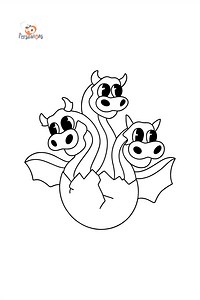 Dibujo de Dragón de tres cabezas para colorear en Línea