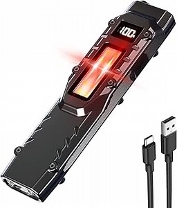 EDC Tactical Flashlight, 1100 Lumen Rechargeable Flat Flashlight with Digital Display, Lightweight LED Flashlight for Everyday Carry, Small Pocket Flashlight for Outdoor Camping Hiking Emergency Use