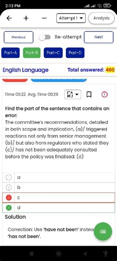 Find the part of the sentence that contains an error: The comm... | Filo
