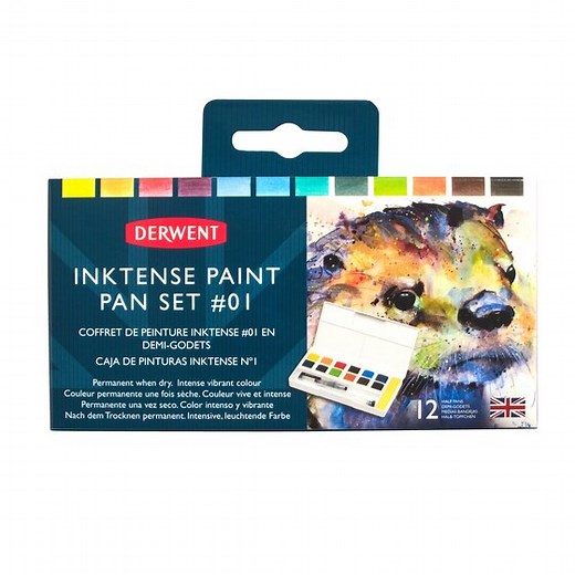 Derwent Inktense Paint Pan Travel Set, 12 Colours | Paints | Derwent