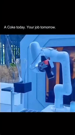 AI News | Tech | Human Impact on Instagram: "There’s something oddly mesmerizing about this moment a robot pouring a Coke with perfect grace. No spills. No fizz. No wasted drop. The machine tilts the glass sideways, angles the bottle just enough to avoid foam, and then slowly straightens everything back into perfect alignment. It’s calm, deliberate, and almost… human in its precision. But that’s what makes it fascinating. We often imagine AI as something distant complex code or massive language