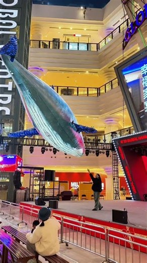 Inflatable Whale with Lights Creates Surreal Scene 🐋