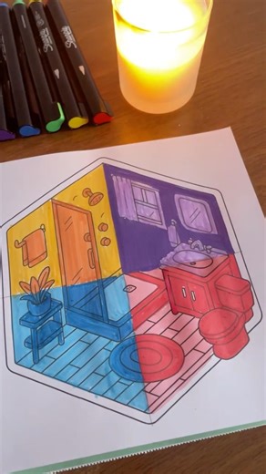 Cozy Random Bathroom Coloring #coloringbook #drawing #art
