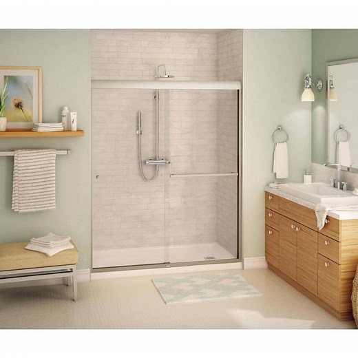 Reviews for MAAX Aura SC 60 in. x 71 in. Semi-Frameless Sliding Shower Door in Brushed Nickel | Pg 1 - The Home Depot