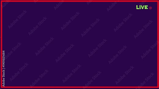 Digital live stream broadcast frame overlay. live recording interface with red border. with blue background .