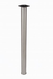 LEO Stainless Steel Leg, 2 3/8" Round, Single Leg, 1/2" adjustable foot, strong metal top plate - Table Leg World