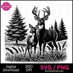 Buck & Doe SVG for Laser Cut Wood Signs – Whitetail Deer Hunting Design (commercial Use) - Etsy