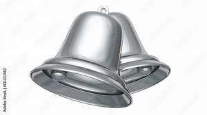 Two Christmas bells 3D seamless animation with alpha mask in UHD
