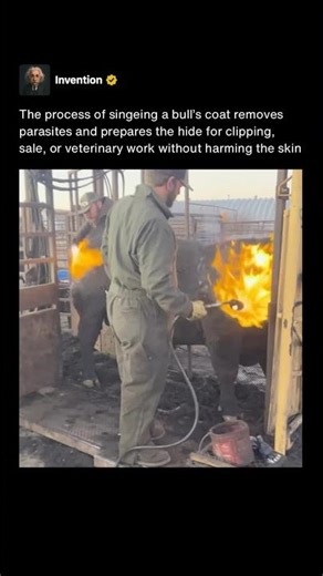 Why Ranchers Briefly Torch a Bull’s Coat Before Sale 🐮🔥 #shorts