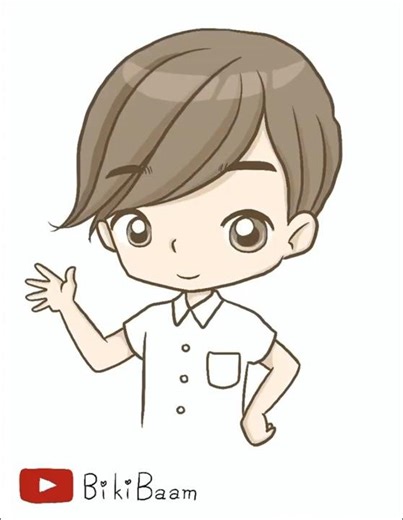 How to Draw a Cute Boy Waving #cartoon #drawing #manga #cute #comic #manga #art #boy #chibi #howto