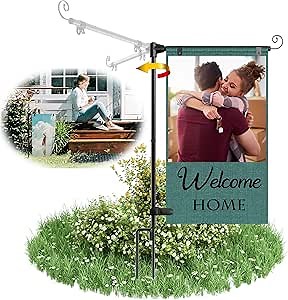 Garden Flag Stand - Yard Flag Pole Holder Kits For Outside 12x18 Flag, 360 Degree Rotating Design, Powder Coated Weather-Proof Paint