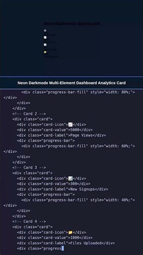 Neon Darkmode Dashboard 🚀 #webdevelopment #css #shorts #uidesign