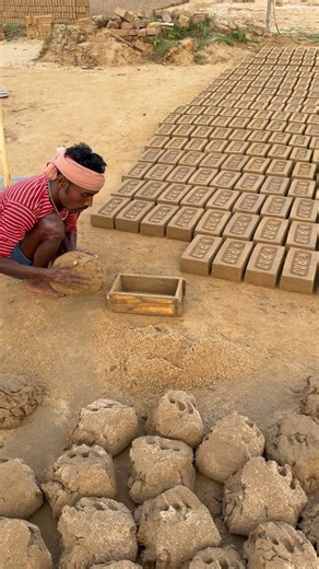 🏡 Traditional Village Brick Making Process | From Clay to Strong Bricks#villageworkers