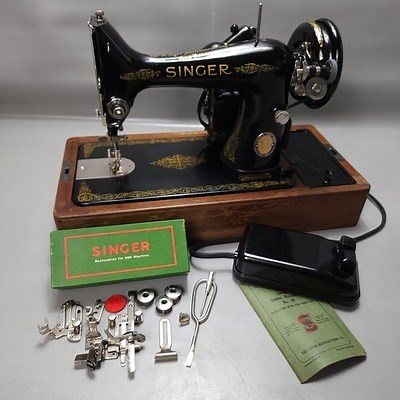 Vintage Singer 99K Century Sewing Machine Electric Motor Portable Cast Iron | eBay
