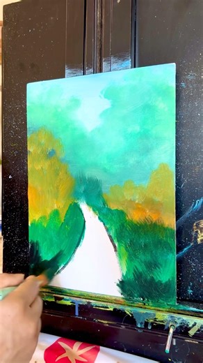 Simple acrylic pathway painting ideas step by step in 2026. #acrylicpainting #art #canvasartwork