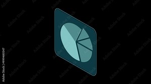Isometric cycle diagram animation for infographics. 3D Pie chart. Pie chart icon. 4K video animated in isometric style. Transparent background with alpha channel