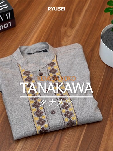 Ryusei Premium Series Tanakawa 2 Tone Light Brown. Modern kurta style with refined geometric embroidery and a warm, elegant tone — made for effortless sophistication. Step into premium comfort. #Ryuseiindonesia #ramdanekstraseru #tiktokfashion #kemejakoko #newarrivalday