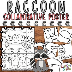 Raccoon Collaborative Coloring Pages Autumn Art Craft Activity for kindergarten