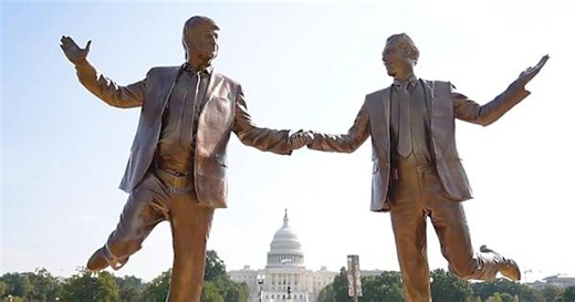 Statue of Trump and Epstein holding hands mysteriously appears on the National Mall