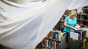 Thousands of books flooded at Ball State's Bracken Library