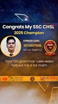 SSC CHSL 2025 Champions | English With Rani Ma'am