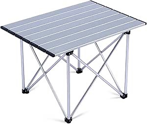 iClimb Ultralight Compact Camping Folding Table with Carry Bag (Reinforced Silver - L)