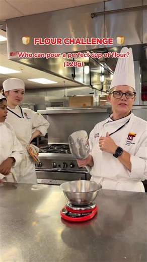 1 CUP OF FLOUR CHALLENGE 🌾🏆 How close can you get to the perfect cup of flour? 👩‍🍳🧑‍🍳 In honor of National Baking Week, our pastry and baking class put their skills to the test, guessing exactly 120g without a measuring cup! 🥖 Think you could nail this challenge? 🤔🍞 👩‍🍳: @missychapman7984 👩‍🍳: @pastrycsmith . . . . . . . . . . #ICEculinary #culinaryvoice #FlourChallenge #BakingWeek #WeighItRight #PastryPerfection #CulinaryChallenges #PastryLife #BakingGoals #bakery #pastrychef #baki