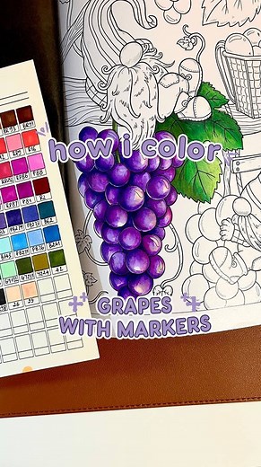 How I Color Grapes with Markers! Making grapes more vibrant with delicate coloring. 🍇🌟 In this video I used: -Touch twin markers: Dark blue light (PB75), Light violet (P82), Blue Berry (PB273), Fruit Pink (R28), Azalea Purple (RP87) This page is part of “Enchanted Gnomes” Coloring Book, available on Amazon. Don’t miss this opportunity to embark on a soothing coloring journey. Get your copy now and experience the therapeutic magic of coloring. 💫 Don’t forget to use our hashtags #cocowyocolorin