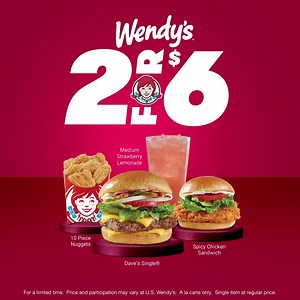 52 reactions · 5 comments | Wendy’s 2 for $6. It’s the best deal on the best meal for the best person (that’s you). | Wendy's | Facebook