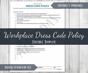Employee Dress Code Policy Template: Editable HR Form (8.5x11 Letter) - Etsy