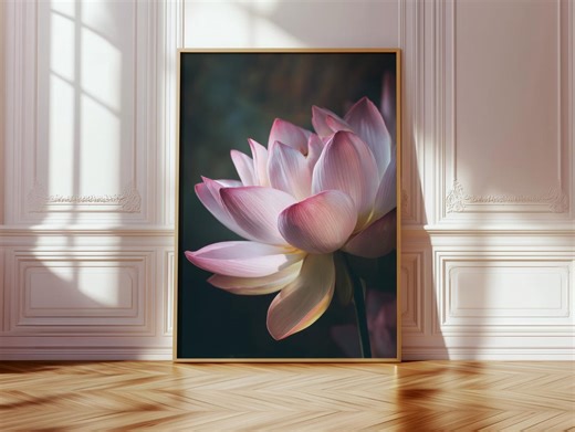 Pink Lotus Wall Art, Soft Botanical Photography Print, Calm Floral Poster (Digital Download)