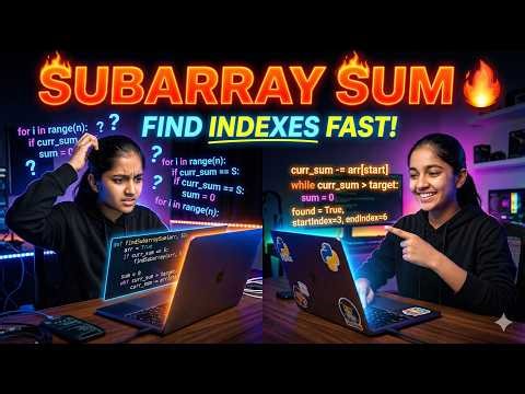 Subarray with Given Sum (Find Indexes) | GFG | Sliding Window Explained 🔥