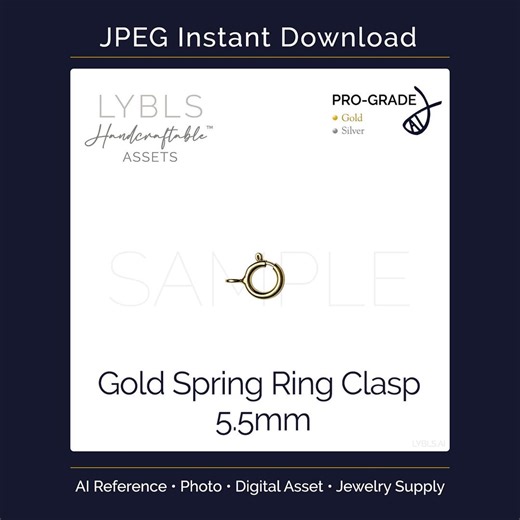 Gold Spring Ring Clasp 5.5mm (JPEG) AI Reference Image - Handcraftable™ Asset - Jewelry Component - Stock Photo White BG - Gold/silver 2pc - Etsy Canada