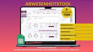 Absence Tool Absence Manager Absence Tracker With Employee Management for Teams and Smes Googlesheet German HR Employee - Etsy Australia