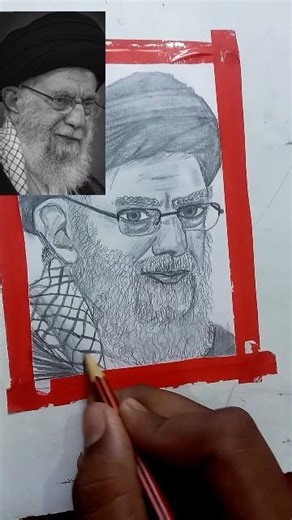 Drawing Ali Khamenei ✏️ | Hyper Realistic Portrait Art #shortsart#shorts#art#artist#india#worldwar3