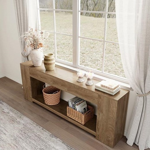 86-Inch Extra Long Console Table for Entryway, Farmhouse Sofa Table Behind Couch Wooden, Living Room