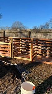 The new cedar compost bins are complete! We beat the scheduled date we were aiming for and had an absolute blast building it! These babies are bigger than our last bays, sitting at 4x4x4. That’s a whole 1 sqft bigger per bin. And they’ve found a new home outside the garden too, clearing the way for the raised veggie beds expansion. Neither of us grew up as construction masters, so this project is a major win for us, boosting confidence for bigger builds ahead. #compostbin #composting #compostbin