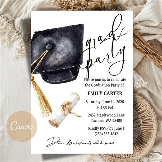 Graduation Party Invitation Template | Editable Graduation Invite | Grad Party Canva Template | Printable Graduation Evite - Etsy