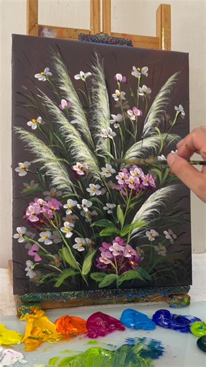 30K views · 322 reactions | How to Paint Elegant Wildflowers | Easy Acrylic Flower Painting Tutorial for Beginners #126 | Painting Skills | Facebook