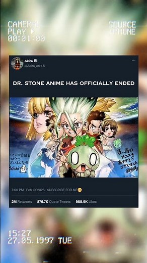Dr. Stone Anime has officially Ended 😔...
