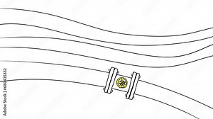Cartoon pipeline with valve